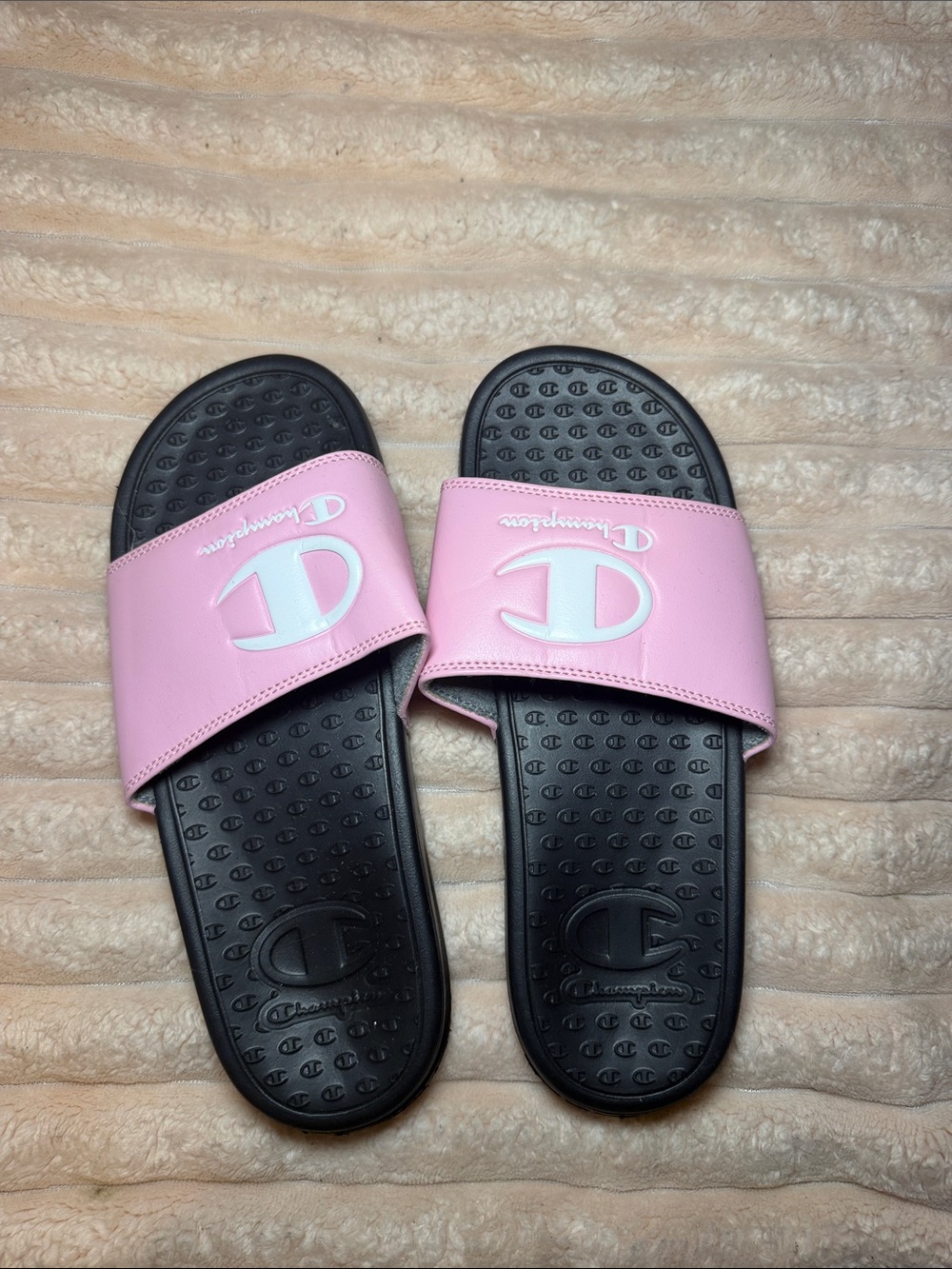 Champion Pink and Black Kids Slide Sandals